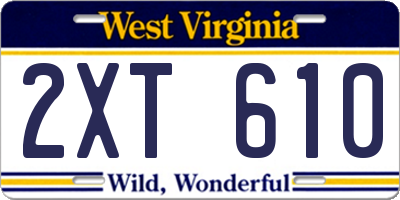 WV license plate 2XT610