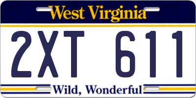 WV license plate 2XT611