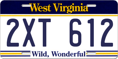 WV license plate 2XT612