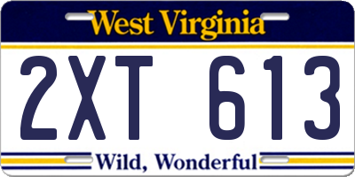 WV license plate 2XT613
