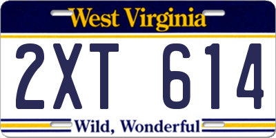 WV license plate 2XT614