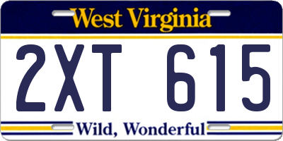 WV license plate 2XT615