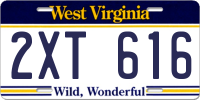 WV license plate 2XT616