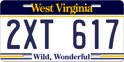 WV license plate 2XT617