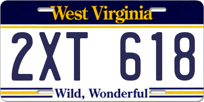 WV license plate 2XT618