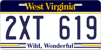 WV license plate 2XT619