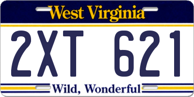WV license plate 2XT621