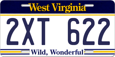 WV license plate 2XT622