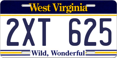 WV license plate 2XT625