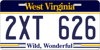 WV license plate 2XT626