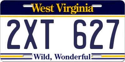 WV license plate 2XT627