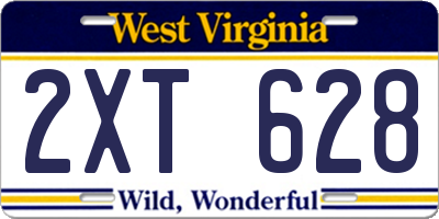 WV license plate 2XT628