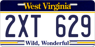 WV license plate 2XT629