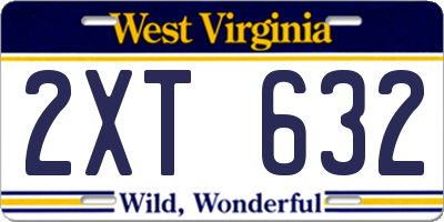 WV license plate 2XT632