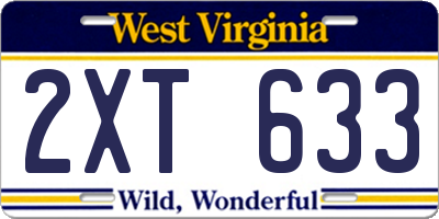 WV license plate 2XT633