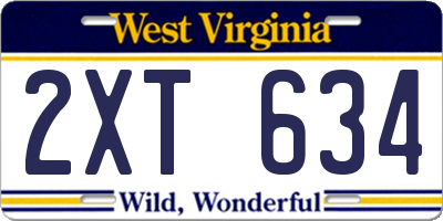 WV license plate 2XT634