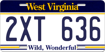WV license plate 2XT636