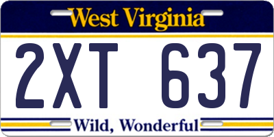 WV license plate 2XT637