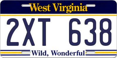 WV license plate 2XT638