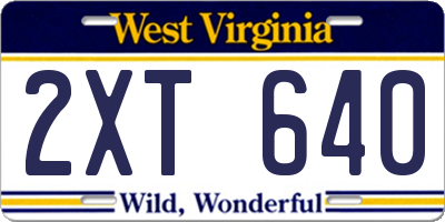 WV license plate 2XT640