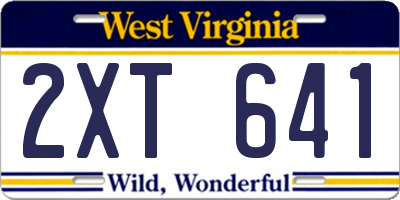 WV license plate 2XT641