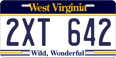 WV license plate 2XT642