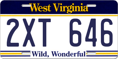 WV license plate 2XT646