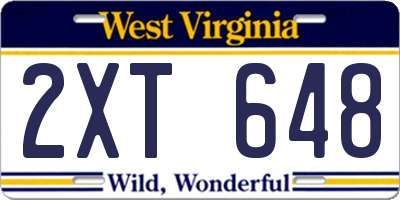 WV license plate 2XT648