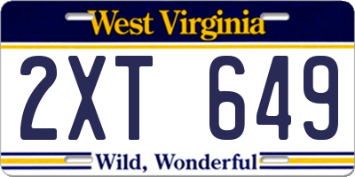 WV license plate 2XT649
