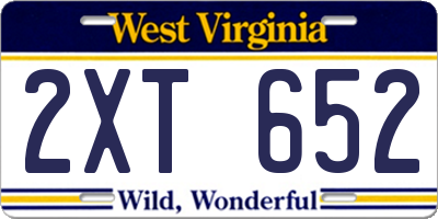 WV license plate 2XT652