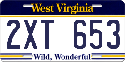 WV license plate 2XT653