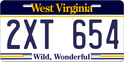 WV license plate 2XT654