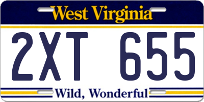WV license plate 2XT655