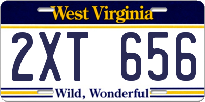 WV license plate 2XT656
