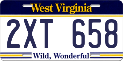 WV license plate 2XT658