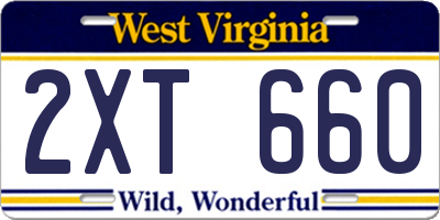 WV license plate 2XT660