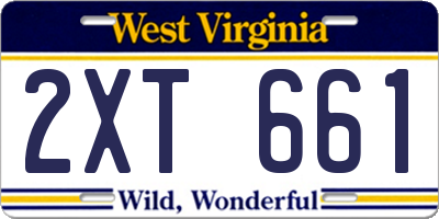 WV license plate 2XT661