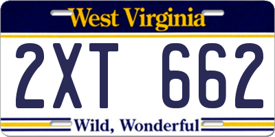 WV license plate 2XT662