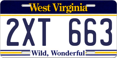 WV license plate 2XT663