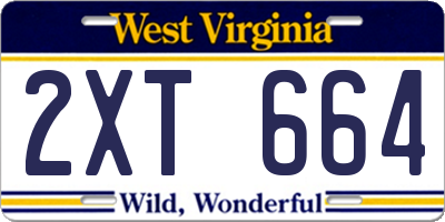 WV license plate 2XT664
