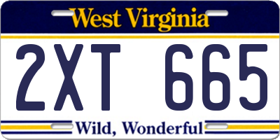 WV license plate 2XT665