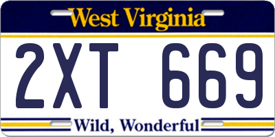 WV license plate 2XT669