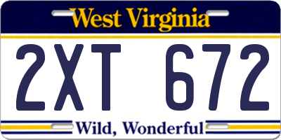 WV license plate 2XT672
