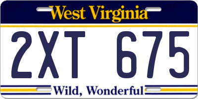 WV license plate 2XT675