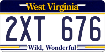 WV license plate 2XT676