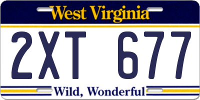WV license plate 2XT677
