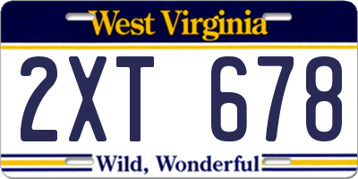 WV license plate 2XT678