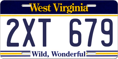 WV license plate 2XT679