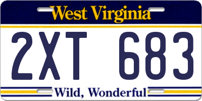 WV license plate 2XT683