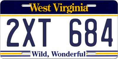 WV license plate 2XT684